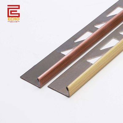 kwaliteit  Outdoor Straight Stainless Steel Tile Trim Flat Metal Edge Trim 10mm fabriek