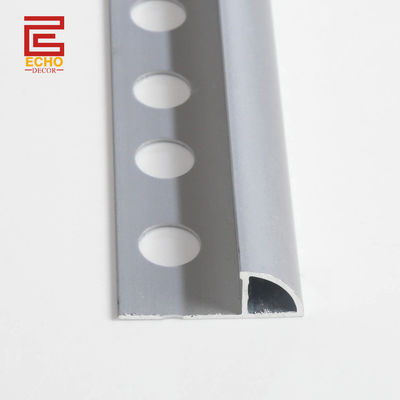 Matte zilveren kwart ronde tegel afwerking Aluminium tegel buitenhoek rand afwerking 10mm