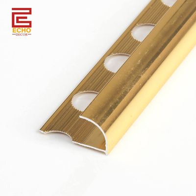 Decoratief gepolijst goud afgerond aluminium tegel trim 12 mm Voor hoek afwerking
