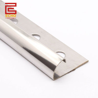 Bullnose Zilveren Edelstaal Tegel Trim 2,5m Metalen Douche Tegel Eind Trim